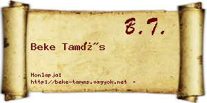 Beke Tamás névjegykártya